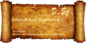 Dávidházy Szabolcs névjegykártya